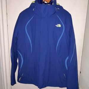 The North Face Blue Jacket with neon yellow Accents